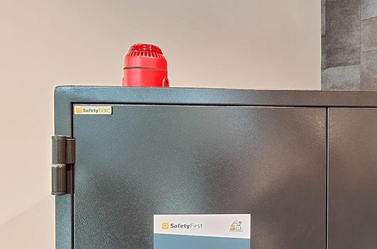 Brandbeveiliging Pro op een SafetyFirst accukluis
